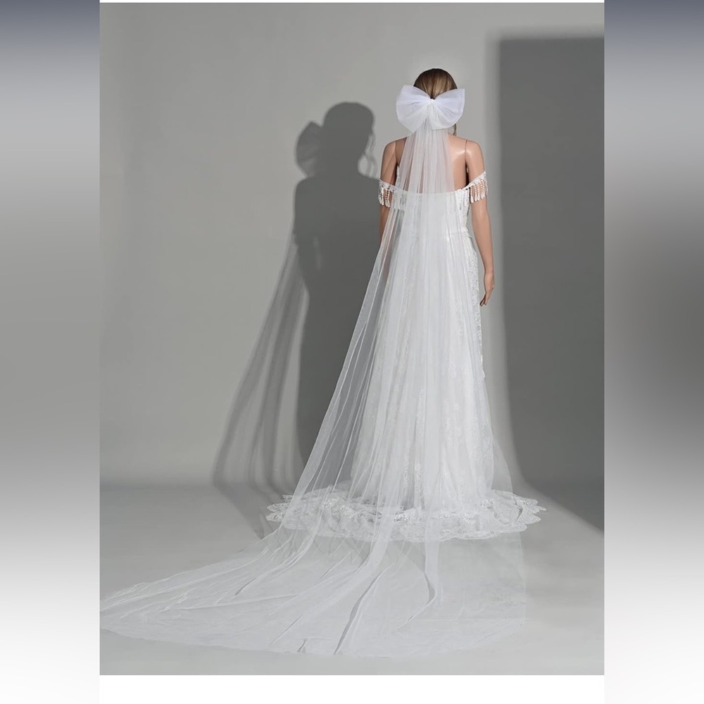 Cathedral length Tulle Bow Veil